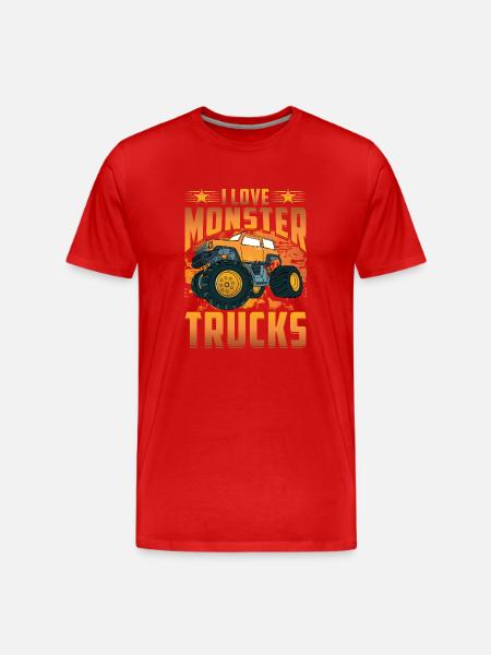 I love Monster Trucks - Men's Premium Organic T-Shirt - red