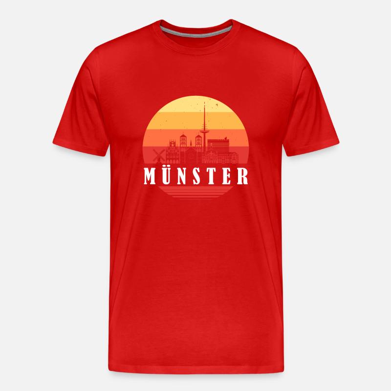 Münster Retro Skyline - Männer Premium Bio T-Shirt - Rot