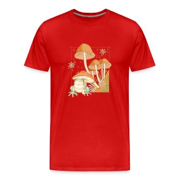 Cottagecore aesthetic Frosch mit Pilzen cottage - Männer Premium Bio T-Shirt - Rot - Vorne - Damien (186cm)