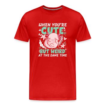 Si vous êtes mignon, mais en même temps étrange - T-shirt bio Premium Homme - rouge - Devant - Damien (186cm)