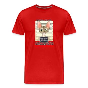 Devon Rex Cat I Cat Lover I Personal Stalker - Men's Premium Organic T-Shirt - red - Front - Damien (186cm)