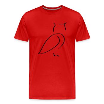 Owl Line Art - Minimaliste - T-shirt bio Premium Homme - rouge - Devant - Damien (186cm)