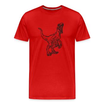 Velociraptor Raptor Dinosaure Dino Cadeau - T-shirt bio Premium Homme - rouge - Devant - Damien (186cm)