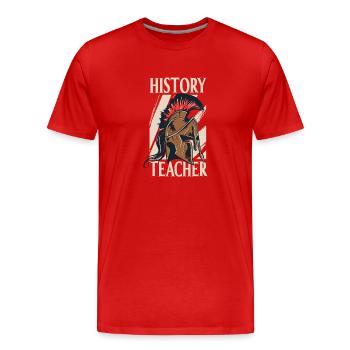 Professeur d’histoire Professeur d’histoire Historien - T-shirt bio Premium Homme - rouge - Devant - Damien (186cm)