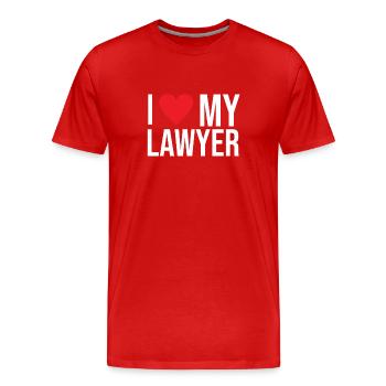 J’aime Mon avocat Avocat Avocat - T-shirt bio Premium Homme - rouge - Devant - Damien (186cm)