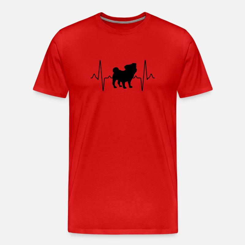 Mops Herzschlag - Männer Premium Bio T-Shirt - Rot
