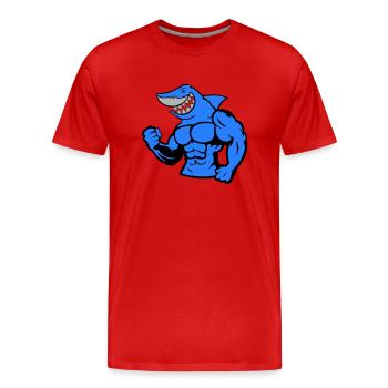 Strong Shark - Men's Premium Organic T-Shirt - red - Front - Damien (186cm)