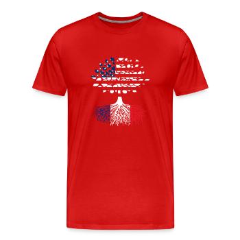 Amerikanischer Baum Französische Wurzeln - Männer Premium Bio T-Shirt - Rot - Vorne - Damien (186cm)