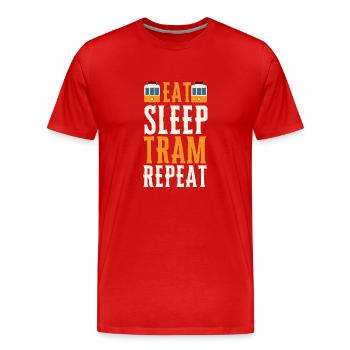 Tram Vehicle Train Streetcar Trolley Cablecar - Men's Premium Organic T-Shirt - red - Front - Damien (186cm)