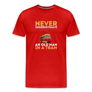 Tram Vehicle Train Streetcar Trolley Cablecar - Men's Premium Organic T-Shirt - red - Front - Damien (186cm)