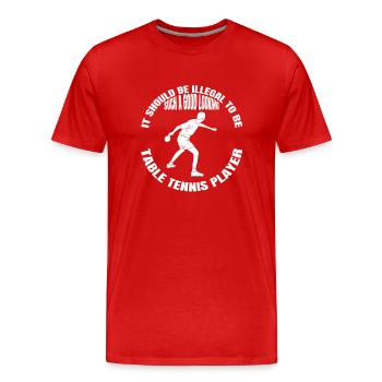 Tennis de table Joueurs de tennis de table Battes de tennis de table - T-shirt bio Premium Homme - rouge - Devant - Damien (186cm)