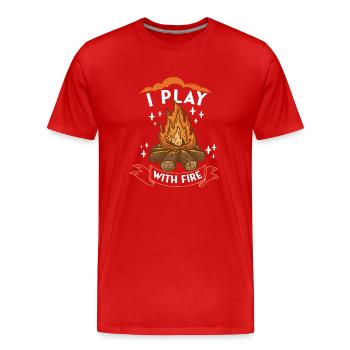 Scout Camping Outdoor Campfire Hiking Backpacking - Männer Premium Bio T-Shirt - Rot - Vorne - Damien (186cm)