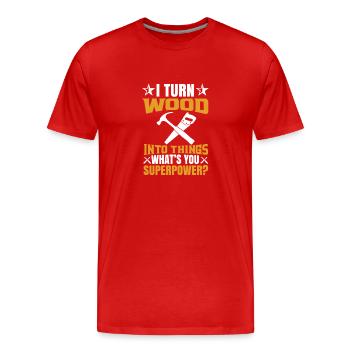 Zimmermann Tischler Holzbearbeitung Schreiner - Männer Premium Bio T-Shirt - Rot - Vorne - Damien (186cm)