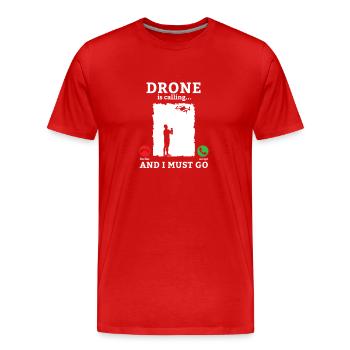 Drone Drone Drone Pilote Quadcopter - T-shirt bio Premium Homme - rouge - Devant - Damien (186cm)