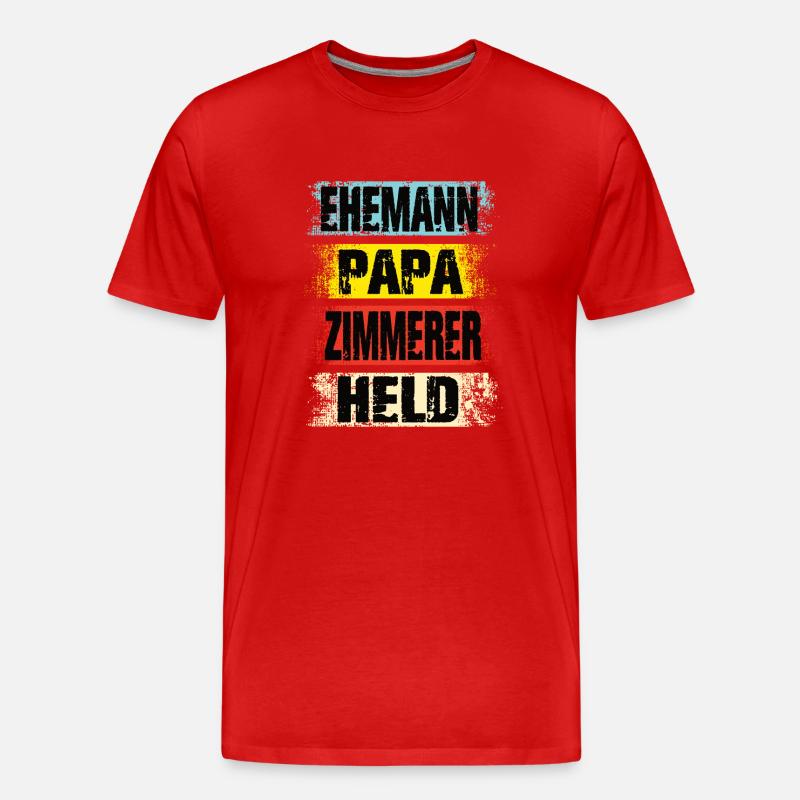Ehemann Papa Zimmerer Held - Männer Premium Bio T-Shirt - Rot