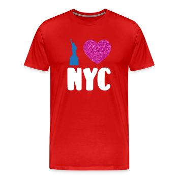 Ich liebe NYC New York City USA Amerika Reisen - Männer Premium Bio T-Shirt - Rot - Vorne - Damien (186cm)