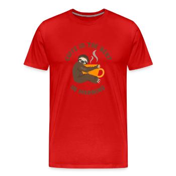 Kaffee ist das Beste - ein Geschenk für einen Kaffeetrinker - Männer Premium Bio T-Shirt - Rot - Vorne - Damien (186cm)