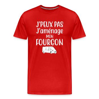 Je peux pas j'aménage mon fourgon cadeau van - T-shirt bio Premium Homme - rouge - Devant - Damien (186cm)
