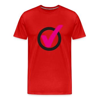 Tick Check mark sign - Men's Premium Organic T-Shirt - red - Front - Damien (186cm)