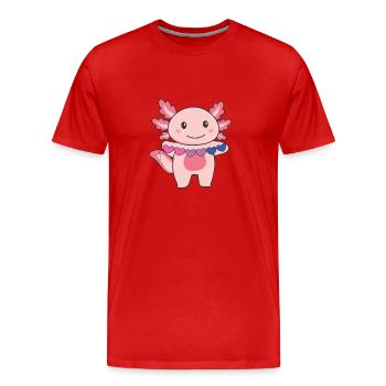 Bi Flag Non Bi Pride LGBTQ Axolotl - T-shirt bio Premium Homme - rouge - Devant - Damien (186cm)
