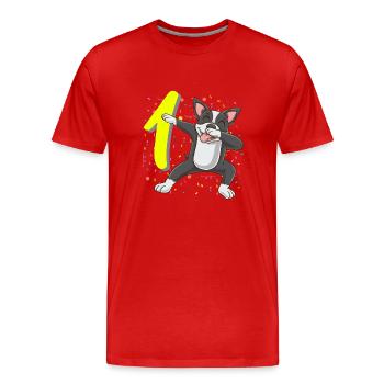 1 Year Old Boston Terrier First Birthday - Men's Premium Organic T-Shirt - red - Front - Damien (186cm)
