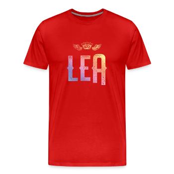 Lea - Männer Premium Bio T-Shirt - Rot - Vorne - Damien (186cm)