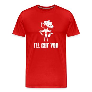 I'll Cut You Barber Shop Hair Cutting - Men's Premium Organic T-Shirt - red - Front - Damien (186cm)