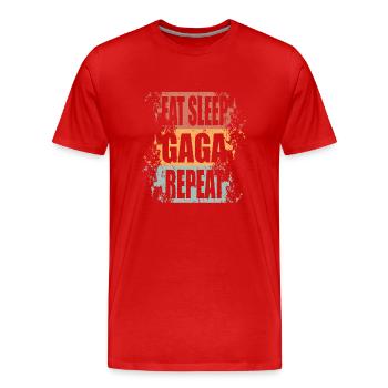 Gaga Ball Manger dormir Répéter - T-shirt bio Premium Homme - rouge - Devant - Damien (186cm)