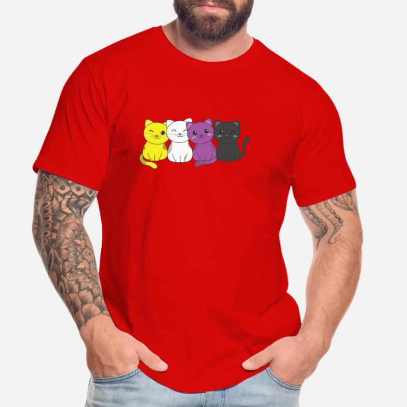Nonbinary Flag Non Binary Pride LGBTQ cute cat Men's Premium Organic T-Shirt