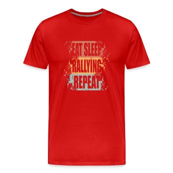 Rallye Eat Sleep Repeat - Männer Premium Bio T-Shirt - Rot - Vorne - Damien (186cm)