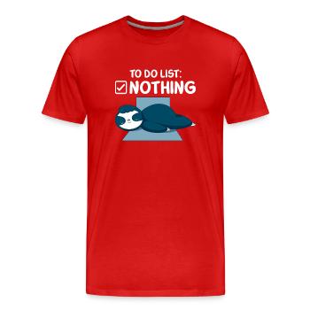 To do list nothing sleeping sloth - Men's Premium Organic T-Shirt - red - Front - Damien (186cm)