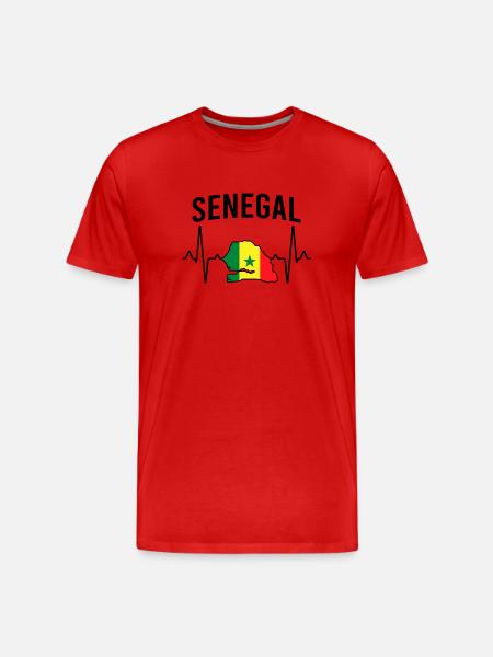 Senegal Herzschlag - Männer Premium Bio T-Shirt - Rot