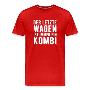 Der letzte Wagen ist ein Kombi schwarzer Humor - Männer Premium Bio T-Shirt - Rot - Vorne - Damien (186cm)