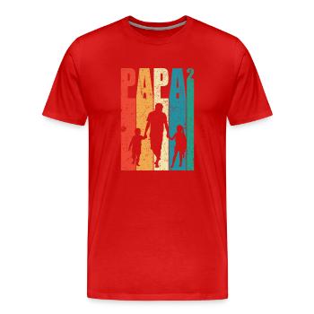 Papa Hoch 2 Dad Hoch 2 Kinder Zweifacher Vater - Männer Premium Bio T-Shirt - Rot - Vorne - Damien (186cm)
