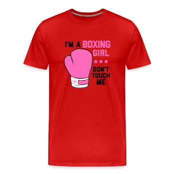 Boxing Girl Ne me touche pas - T-shirt bio Premium Homme - rouge - Devant - Damien (186cm)