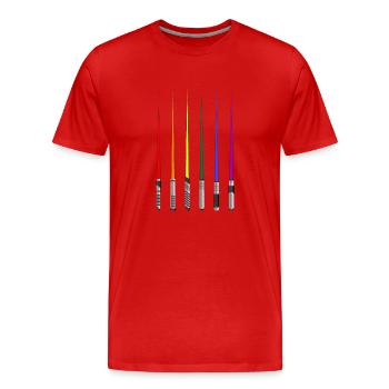 Regenbogen Lichtschwerter Gay Pride Month LGBTQ - Männer Premium Bio T-Shirt - Rot - Vorne - Damien (186cm)