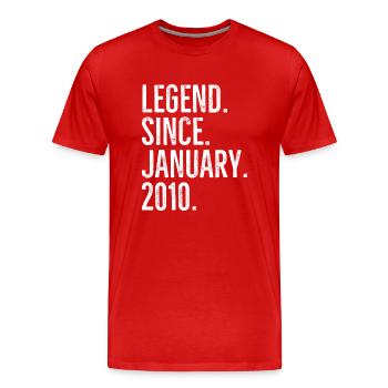 Legende seit Januar 2010 - Männer Premium Bio T-Shirt - Rot - Vorne - Damien (186cm)
