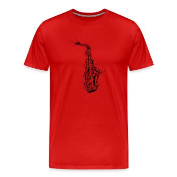 Saxophone - Men's Premium Organic T-Shirt - red - Front - Damien (186cm)