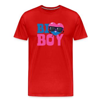 Bisexuel Bi Pride Flag Heart Bi - T-shirt bio Premium Homme - rouge - Devant - Damien (186cm)