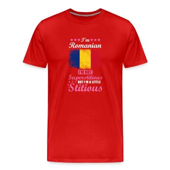 Romanian Gift funny saying Romania - Men's Premium Organic T-Shirt - red - Front - Damien (186cm)
