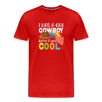 Cowboy Barn Bull Rider Rodeo Country Western - T-shirt bio Premium Homme - rouge - Devant - Damien (186cm)