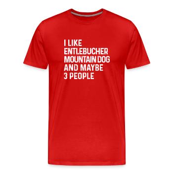 J'aime le chien de montagne d'Entlebucher et peut-être 3 - T-shirt bio Premium Homme - rouge - Devant - Damien (186cm)