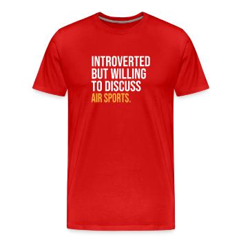 INTROVERTI MAIS PRÊT À DISCUTER DE SPORTS AÉRIENS FUNN - T-shirt bio Premium Homme - rouge - Devant - Damien (186cm)