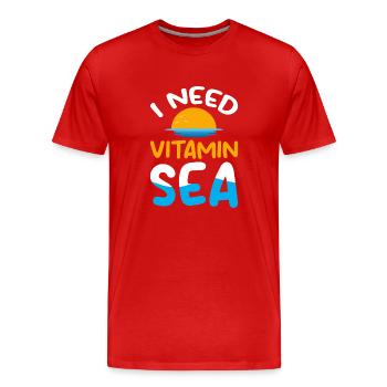 J’ai besoin de vitamine mer - Ocean Sea Animal Turtle - T-shirt bio Premium Homme - rouge - Devant - Damien (186cm)
