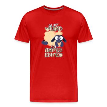 Cute Cartoon Sheep - Édition limitée - Dicton - T-shirt bio Premium Homme - rouge - Devant - Damien (186cm)