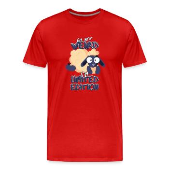 Cute Cartoon Sheep - Édition limitée - Dicton - T-shirt bio Premium Homme - rouge - Devant - Damien (186cm)