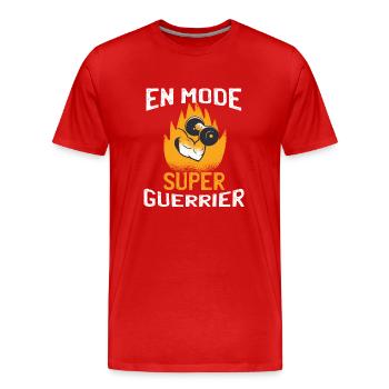 En mode super guerrier - T-shirt bio Premium Homme - rouge - Devant - Damien (186cm)