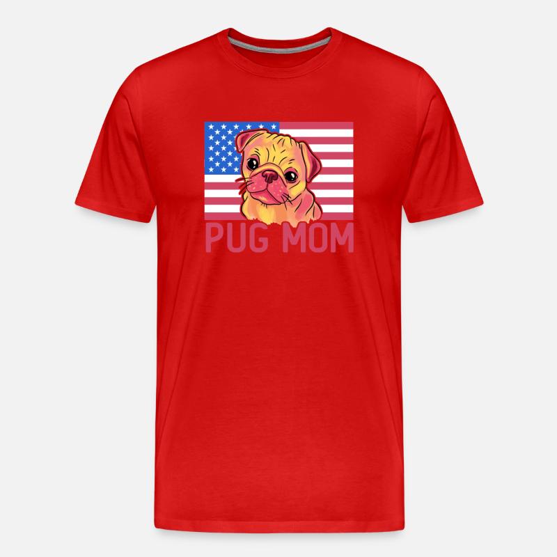 Pug Mom - Männer Premium Bio T-Shirt - Rot