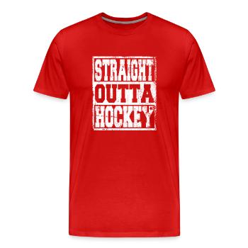 Le hockey dit drôle - T-shirt bio Premium Homme - rouge - Devant - Damien (186cm)