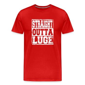 Luge disant drôle - T-shirt bio Premium Homme - rouge - Devant - Damien (186cm)